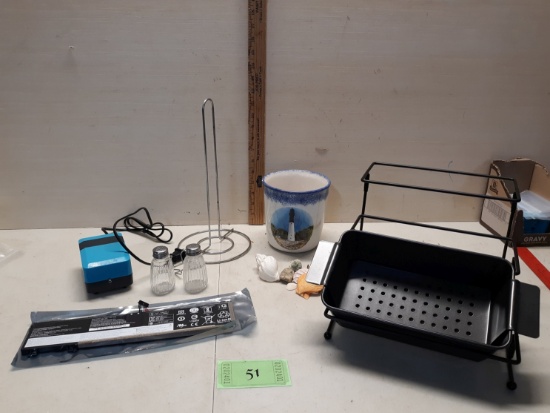 Misc Lot, Metal Rack, Paper Towel Holder and more
