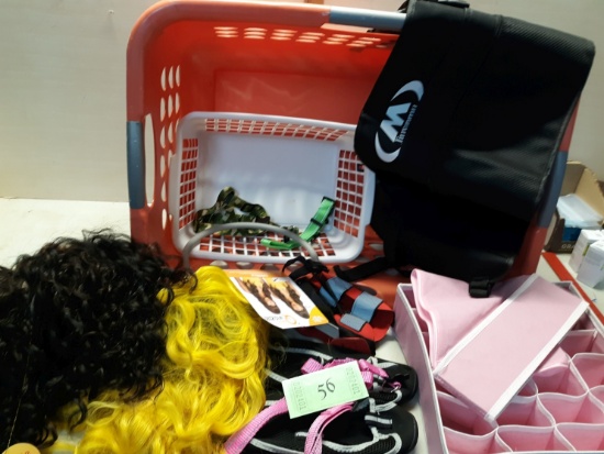 Misc Lot, Basket, Organizers, Wigs and more