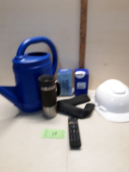 Misc Lot, Watering Can, Coffee Cup, 3M hard hat and more