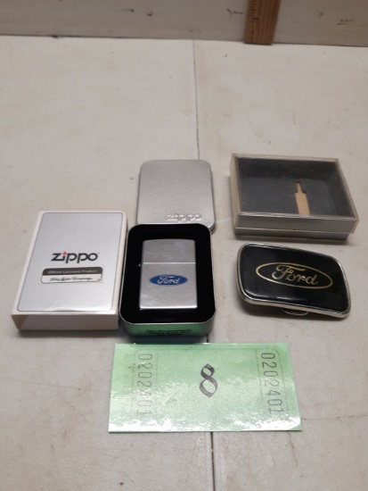 Vintage Zippo Lighter FORD, FORD Belt Buckle