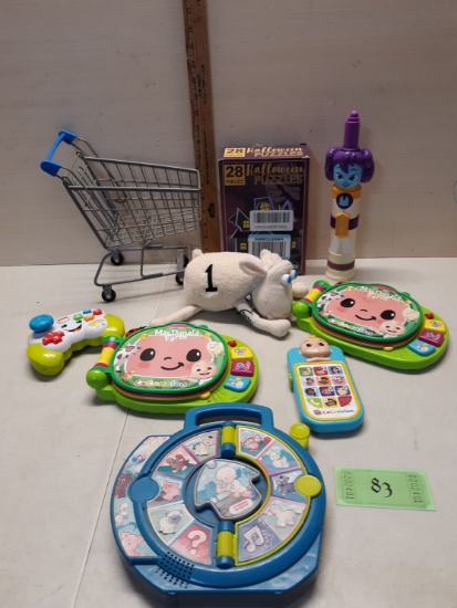 Misc Toy Lot, Shopping Basket, Serta Lamb, Puzzle and more