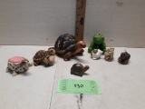 Turtle Figure Lot, candle, pin cushion, Hatching and more