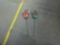 metal birdhouse garden stakes, two one with a butterfly and one with a dragonfly 20in long both hand