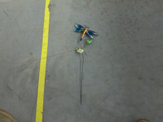 dragonfly garden stake, hand painted metal 20in long
