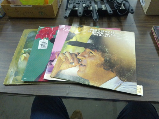vintage records, lot of 5 classic country from mac davis, ronnie milsap, george strait, john denver,