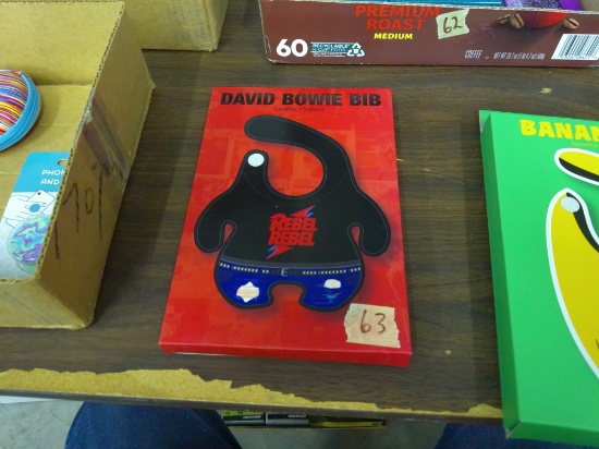 david bowie bib, new in box rock star baby bib