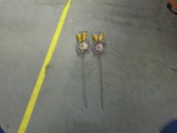 pinwheel butterfly garden stakes, two hand painted metal 21in long