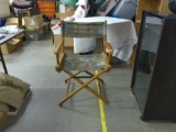 directors chair, wood folding chair with golfer design seat is 22in wide