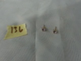 sterling stud earrings, matched pair with large purple stones