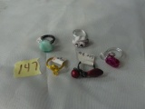 craft rings, craft show made rings 5 total from size 6.5-8 with various stones