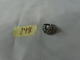 biker ring, skull with bat wings size 7.5 metal has not been tested