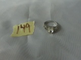 fashion ring, size 8 silver plated ring with large clear stone