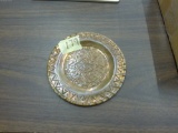 aztec calendar copper dish, handmade 5in across