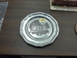 anderson college pewter plate, by wilton columbia, p.a. usa 7in across