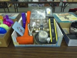 shop lot, door knob with keys, stanley mallet, level, and more