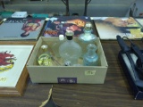 home decor, vintage avon bottles, snowglobe, candle snuff, and more