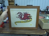 usc art, vintage gamecocks framed art 13x16