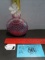 Vintage Opalescent pink swirl Art Glass Perfume Bottle