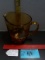 Vintage Amber Glass Pitcher, small flea bite on rim