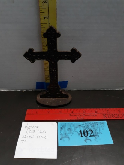 Vintage Cast Iron Scroll Cross