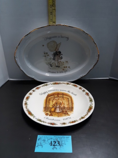 Vintage Holly Hobbie Serving Platter and Plate, 1970,s