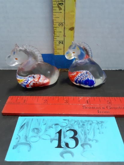 MCM  Murano Style Glass Animal Paperweights