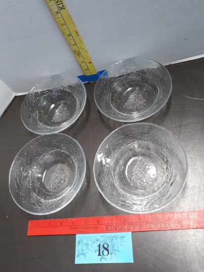 Holly Tree Clear Glass Christmas, 6.5" Soup/Salad Bowls