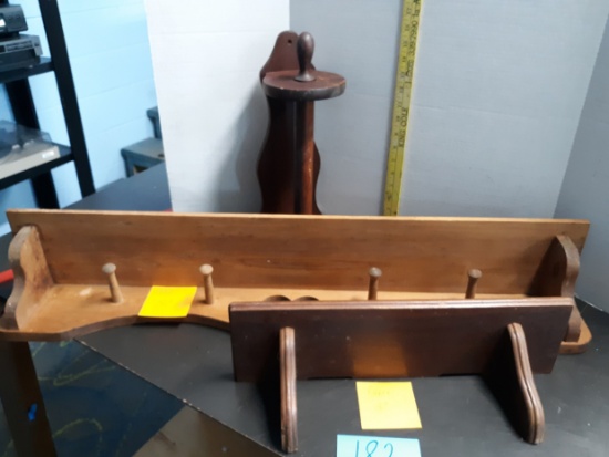 Vintage Wooden Shelves and Paper Towel Holder