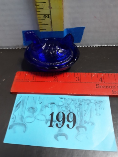 Mini Cobalt Blue Hen on nest