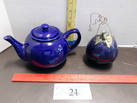 Vegetable Fruit Ceramic, DesignPac Cobalt Blue Teapot