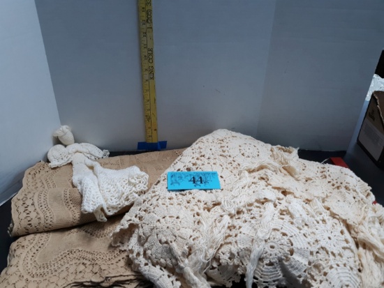 Vintage Crocheted Angel, Table Cloth, Crocheted lace table cloth