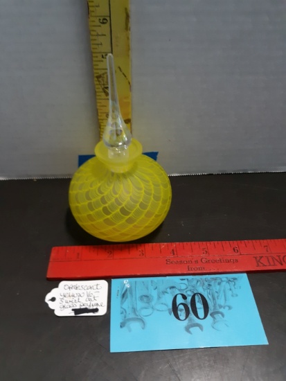 Opalescent Yellow Swirl Art Glass Perfume Bottle