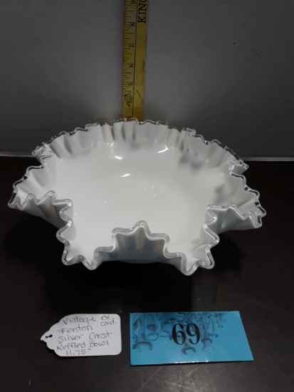 Vintage Fenton Silver Crest Ruffled Bowl