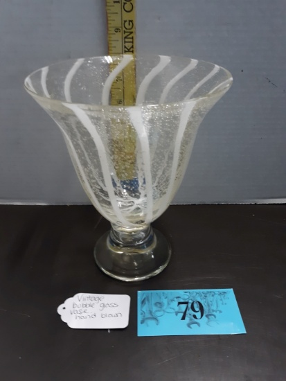 Vintage Bubble Glass Vase, hand blown
