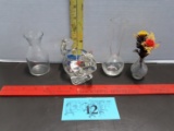 Clear Glass Vases and Clear Glass Animal