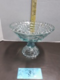 Vintage Jeannette Glass Louisa Light Ice Blue Footed Compote Fruit Bowl