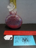Vintage Opalescent pink swirl Art Glass Perfume Bottle
