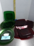 Vintage Anchor Hocking Plates, 5 Square, 4 Round