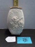 Vintage Lennox Fine China Double Sided Embossed White Roses Vase