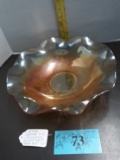Vintage Jeanette Iris& Herringbone Carnival Glass Fluted Bowl