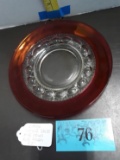 Vintage Indiana Glass Kings Crown Ruby Flash Serving Dish