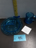 Vintage Tiara Exclusive 1970's Blue Glass Childs Nursery Rhyme Set