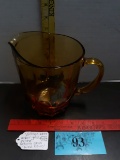 Vintage Amber Glass Pitcher, small flea bite on rim
