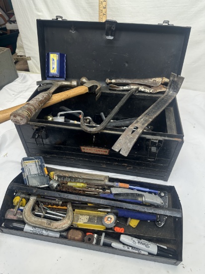 Vintage Metal CRAFTSMAN Tool Box Full of Tools