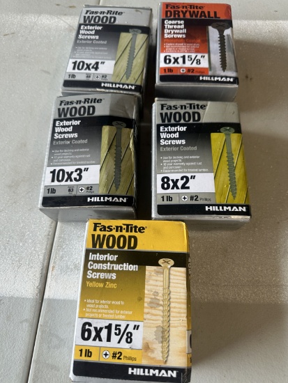 Box Lot/Boxes of Wood Screws, ETC