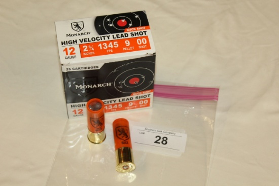 25 Rounds of Monarch .12 Ga. Buckshot, 2 3/4" 00 Buck, 9 Pellet High Velocity