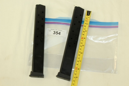 Two .45 ACP 15-Round Blued Single Stack Magazines for 1911 Models