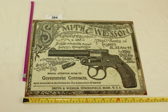 "Smith & Wesson" Metal Sign. 12.5"x16"