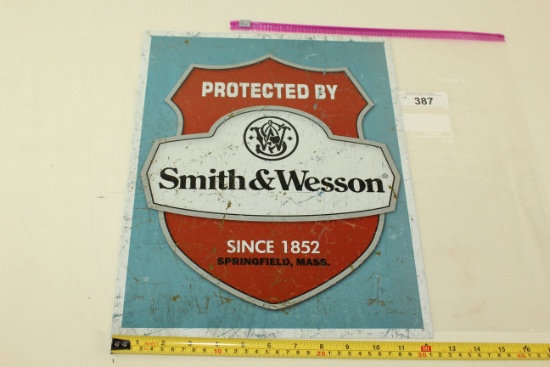 "Protected by Smith & Wesson Since 1852" Metal Sign. 12.5"x16"