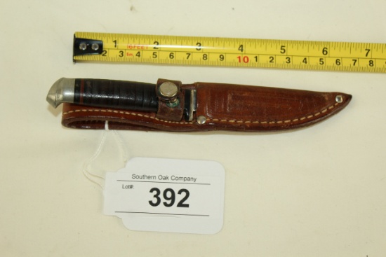 Case Mini Hunting Knife w/Leather Sheath. Over Length 6.25".